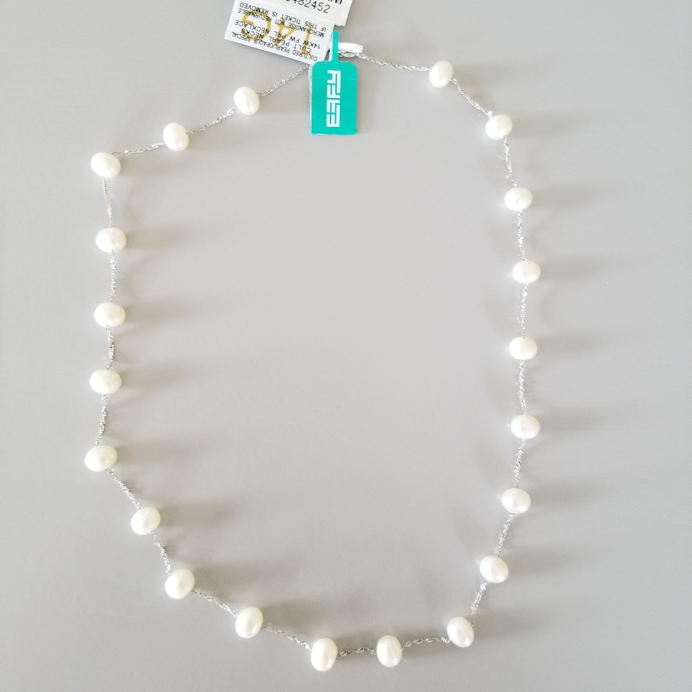Pearl Necklace on 14k White Gold Chain